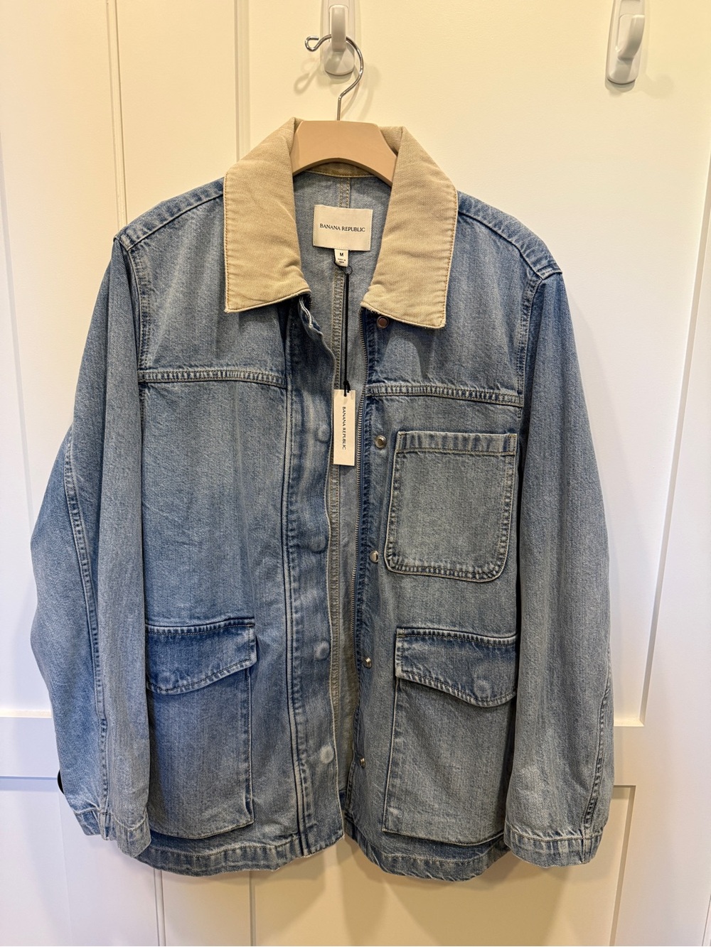 Banana Republic Denim Barn Jacket with Tan Collar